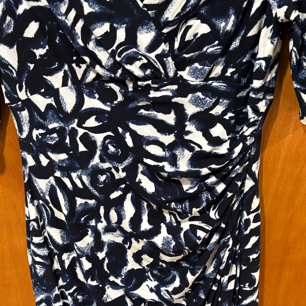 Ralph Lauren Navy and White Abstract Print Midi Dress - Picture 5 of 7